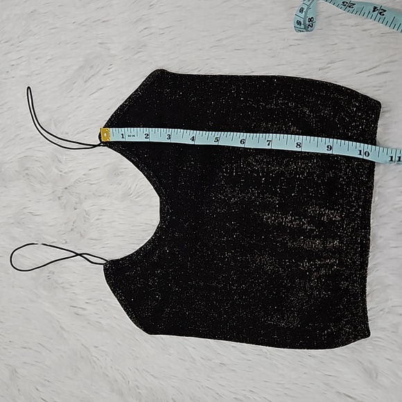 Free People Skinny Strap Seamless Brami Black and Gold Lurex - Picture 6 of 8